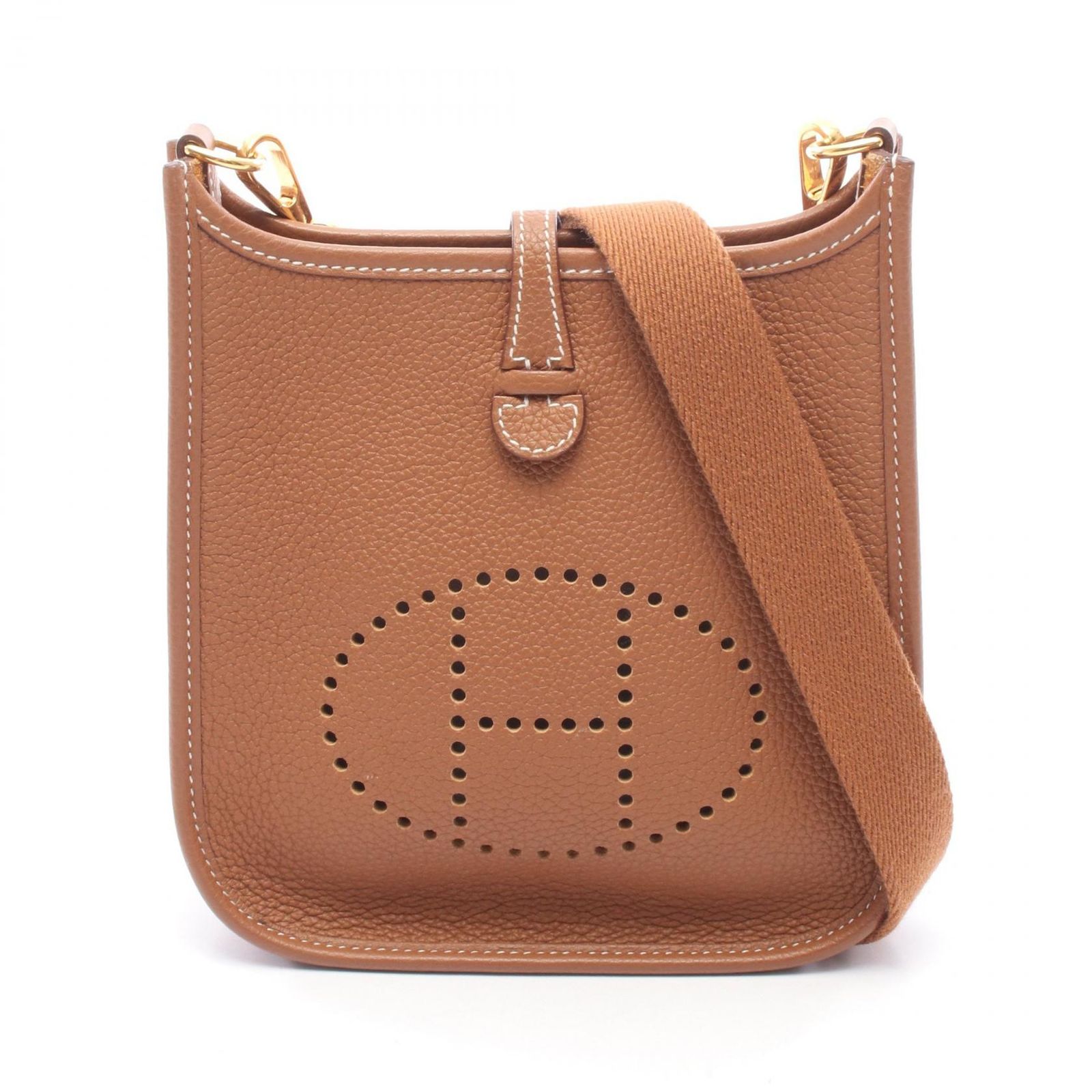 エルメス HERMES ショルダーバッグ エヴリンTPM ゴールド レザー エブリンアマゾンTPM ゴールド レディース Used A