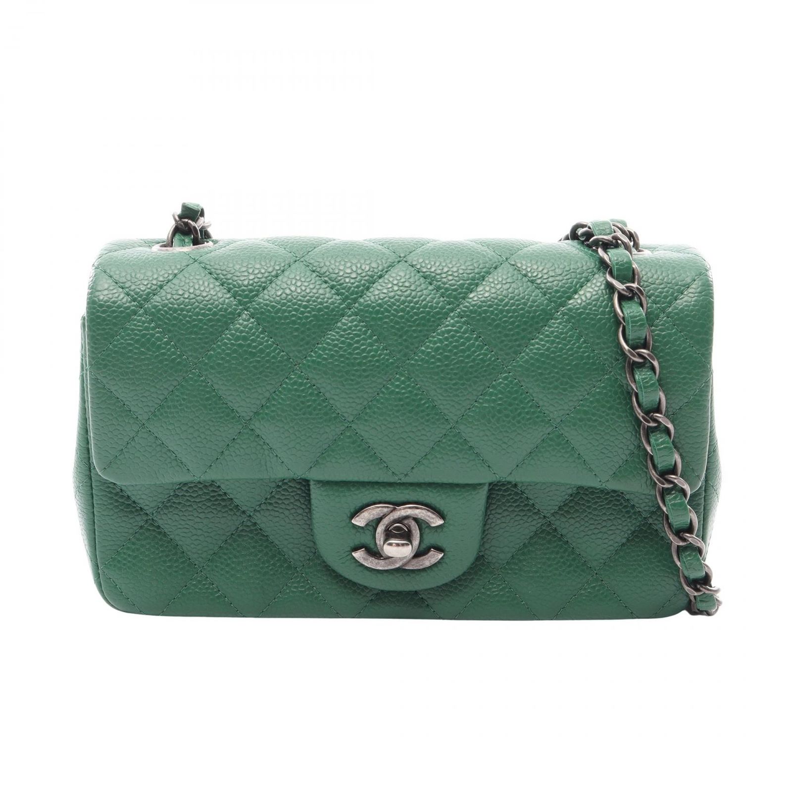 シャネル CHANEL ショルダーバッグ ミニマトラッセ20 A69900 グリーン キャビアスキン(グレインドカーフ) ミニマトラッセ チェーンショルダー レディース Used A