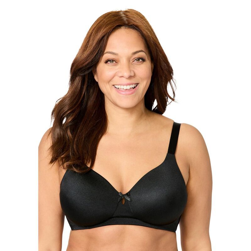 コンフォート チョイス レディース アンダーウェア ブラジャー プラスサイズ Tシャツ Comfort Choice Womens Plusize BackSmoothing Wireless TShirt Bra Black ブラック