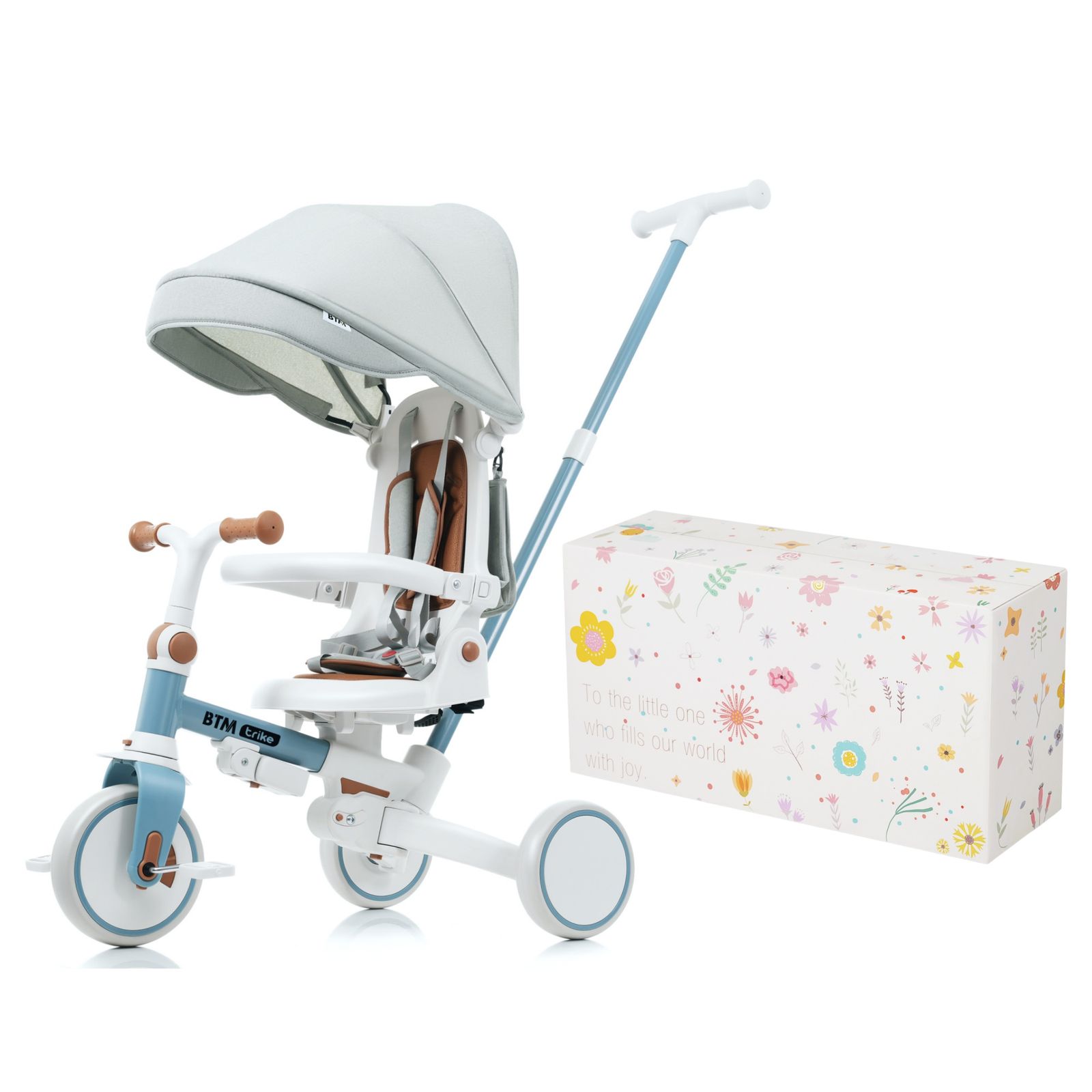 三輪車 子供用 7in1 折りたたみ ギフト箱入り 手押し かじとり 7in1 7WAY 1歳 2歳 3歳 ランニングバイク 座面回転 自転車 おもちゃ 乗用玩具 幼児用 キッズバイク ブルー