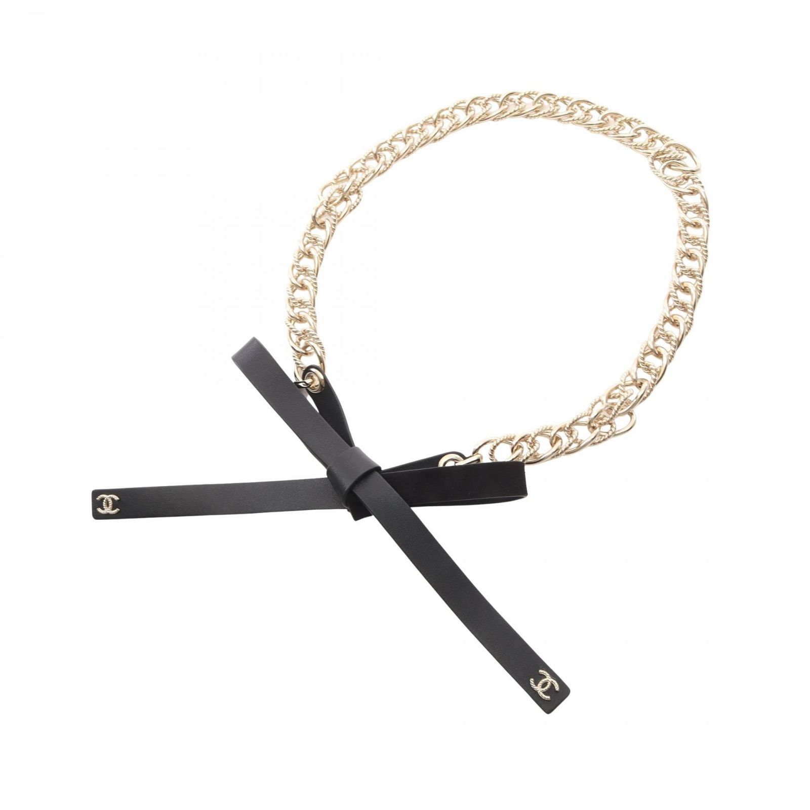 シャネル CHANEL ベルト ココマーク リボン チェーン AAA611 レザー チェーンベルト レディース Used A