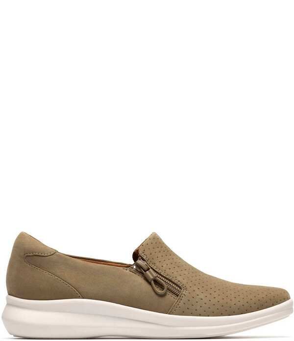 クラークス レディース シューズ スニーカー スエード Clarks Artisan Lynell Sky Nubuck Suede Side Ziperforated Slip On Sneakerstone ストーン