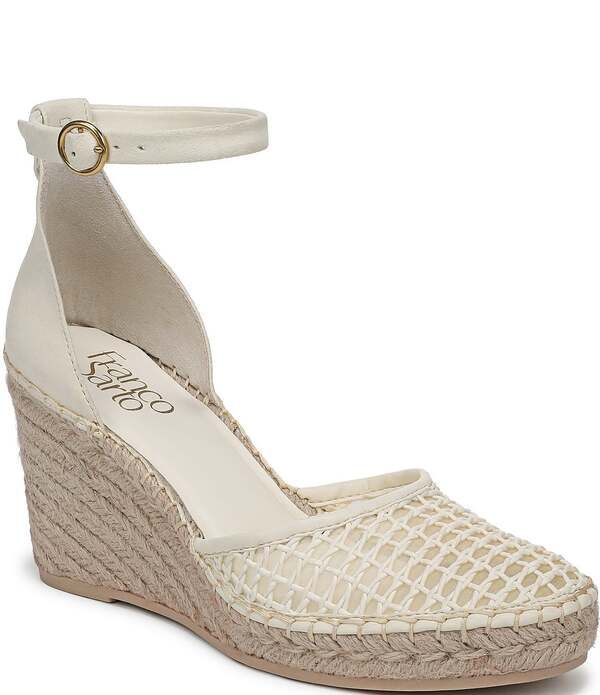 フランコサルト レディース シューズ スリッポン・ローファー サンダル アンクル Franco Sarto Idalia Raffiankle Wrap Wedgespadrille Sandals Cream クリーム