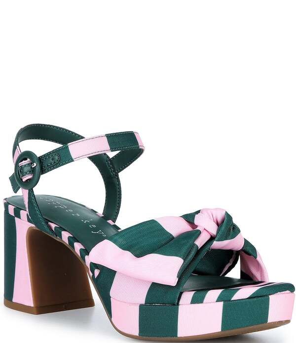 カッパーキー レディース シューズ サンダル プラットフォーム Copper Key Lux Striped Bow Platform Dressandals PinkGreen ピンク