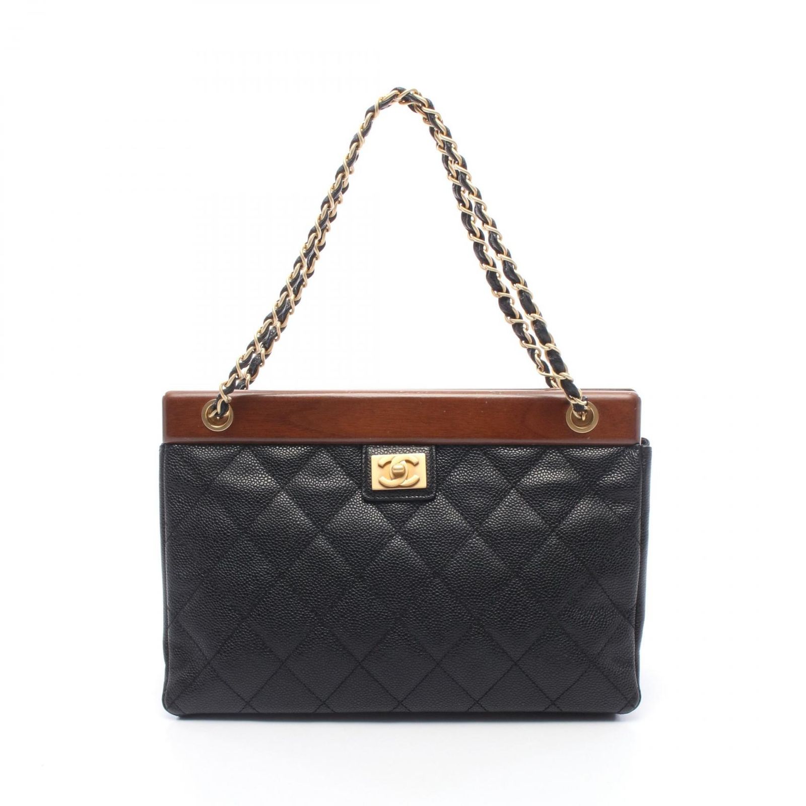 シャネル CHANEL トートバッグ マトラッセ ブラック/ブラウン カーフ（牛革） マトラッセ チェーントート レディース Used B