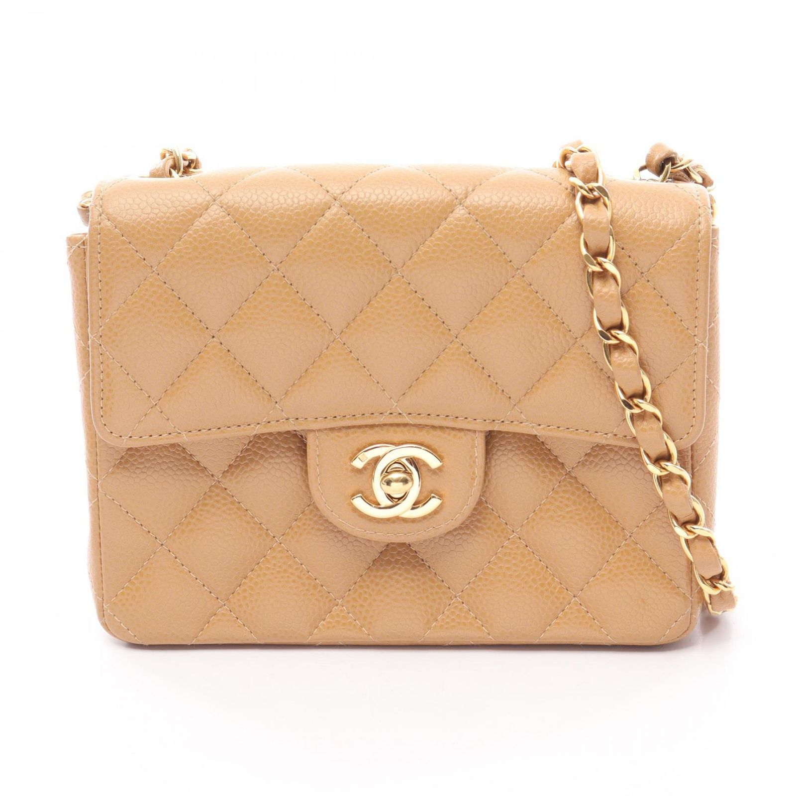 シャネル CHANEL ショルダーバッグ ミニマトラッセ A01115 ベージュ カーフ(牛革) ミニマトラッセ チェーンショルダー レディース Used A