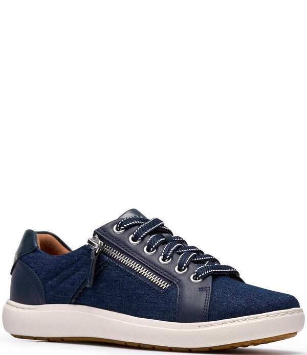 クラークス レディース シューズ スニーカー デニム レース Clarks Nalle Zen Denim Lace Up Zip Sneakers Dark Denim デニム
