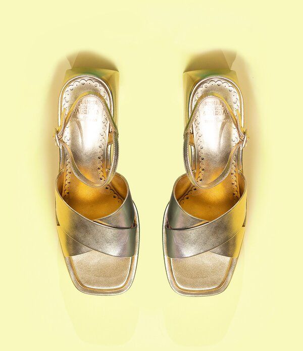 アントニオ メラーニ レディース シューズ サンダル プラットフォーム トール レザー ヒール Antonio Melani x Amanda Jones Vaughan Ginger Metallic Leather Platform Block Heel