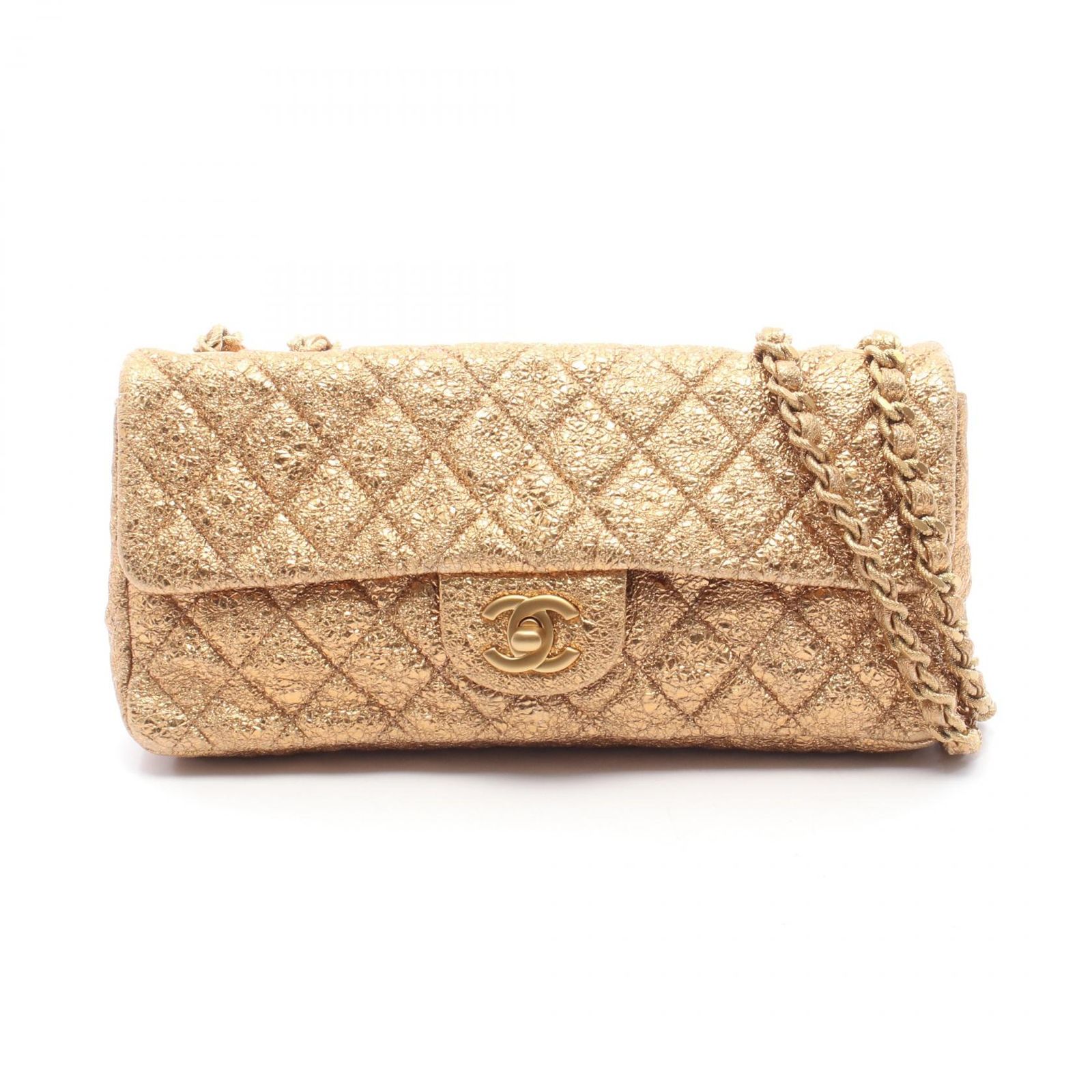 シャネル CHANEL ショルダーバッグ マトラッセ メタリック メタリックゴールド レザー マトラッセ チェーンショルダー レディース Used A