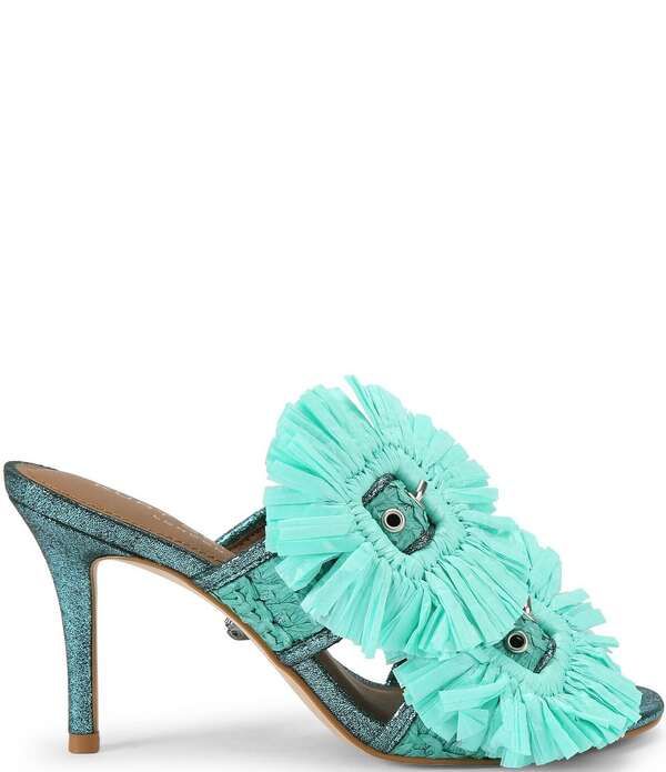 カートジェイガーロンドン レディース シューズ サンダル Kurt Geiger London Raffia Buckle Dressandals Aqua アクア