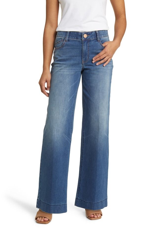 ウィットウィズダム レディース ボトムス デニムパンツ ワイドレッグ ハイウエスト ジーンズ Wit Wisdom Sam High Waist Wide Leg Jeans Blue ブルー