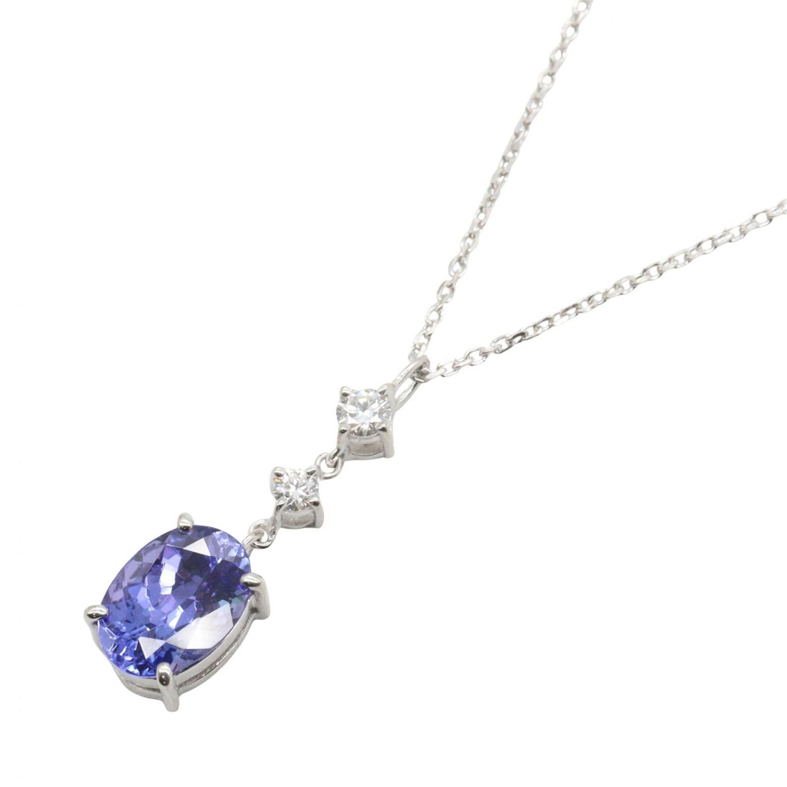 ジュエリー JEWELRY ネックレス タンザナイト ダイヤモンド ネックレス ﾀﾝｻﾞﾅｲﾄ 3.0g 首回45cm K18WG（ホワイトゴールド） ダイヤモンド ネックレス レディース