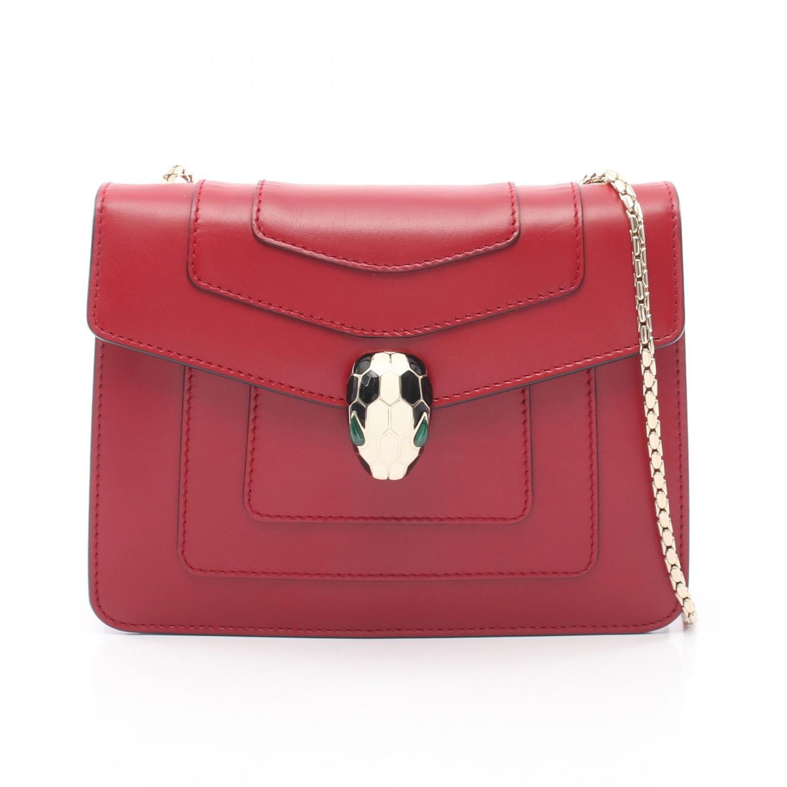 ブルガリ BVLGARI ショルダーバッグ セルペンティ フォーエバー レッド レザー セルペンティ フォーエバー チェーンショルダー レディース Used A