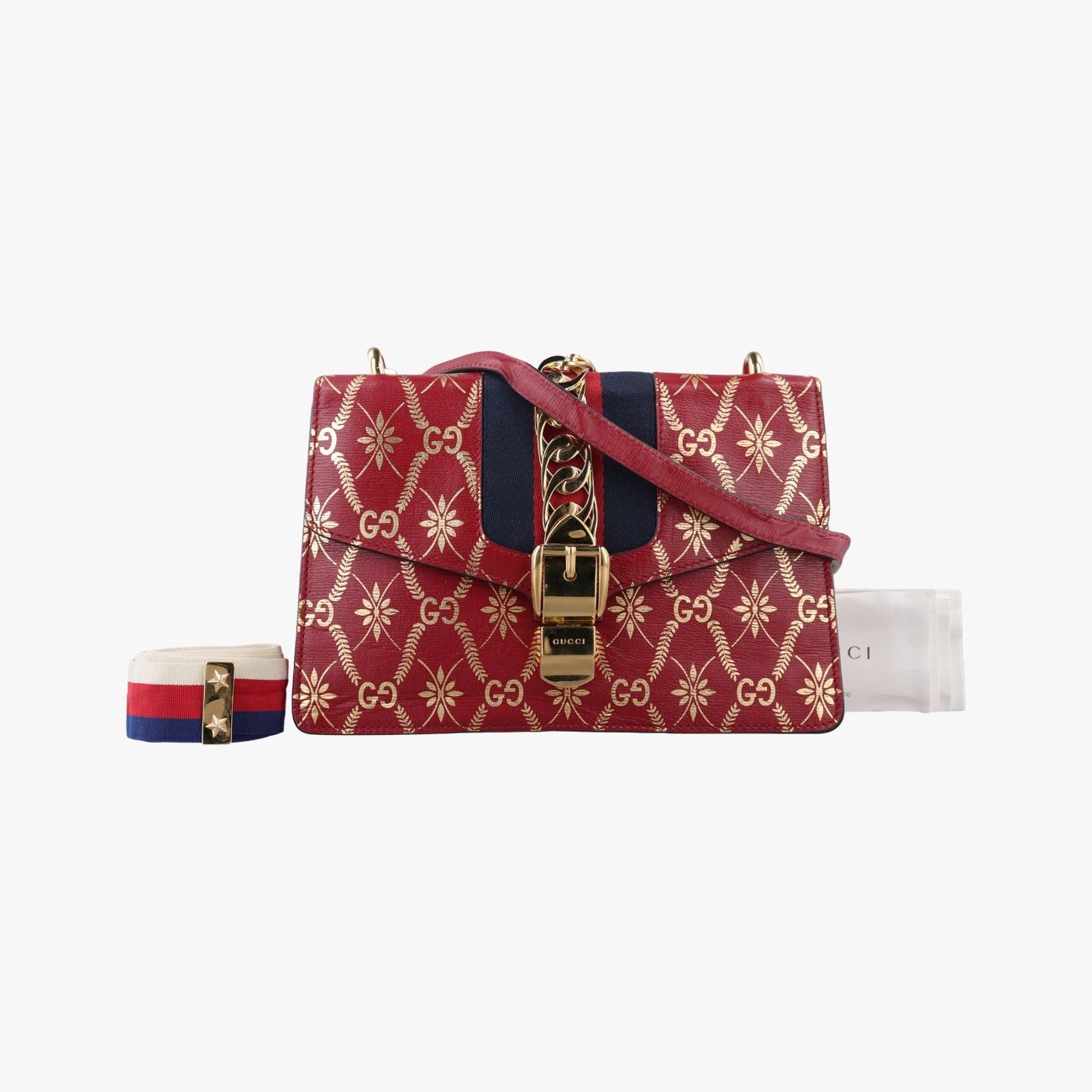 グッチGucciシルヴィ レッド×マルチカラー レザー 524405 E031296448