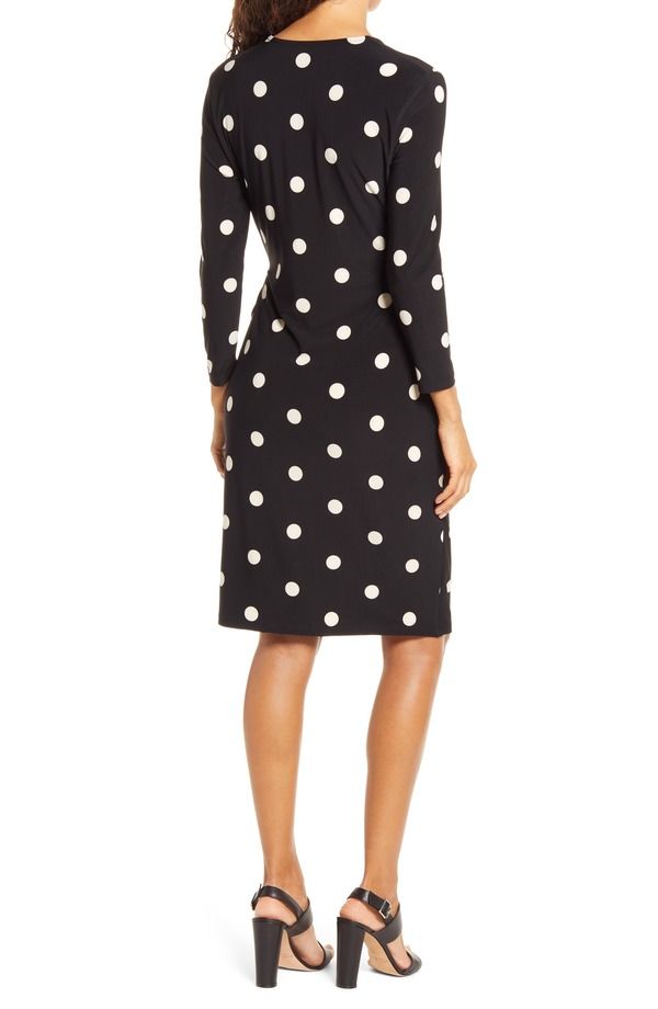 アンクライン レディース トップス ワンピース ドット柄 ドット Anne Klein Polka Dot Bracelet Sleeve Wrap Dress Anne Black Anne White ホワイト アンクライン レディース トップス ワンピース ドット柄 ドット Anne Klein Polka Dot Bracelet Sleeve Wrap Dress Anne Black Anne White ホワイト