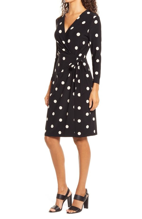 アンクライン レディース トップス ワンピース ドット柄 ドット Anne Klein Polka Dot Bracelet Sleeve Wrap Dress Anne Black Anne White ホワイト アンクライン レディース トップス ワンピース ドット柄 ドット Anne Klein Polka Dot Bracelet Sleeve Wrap Dress Anne Black Anne White ホワイト