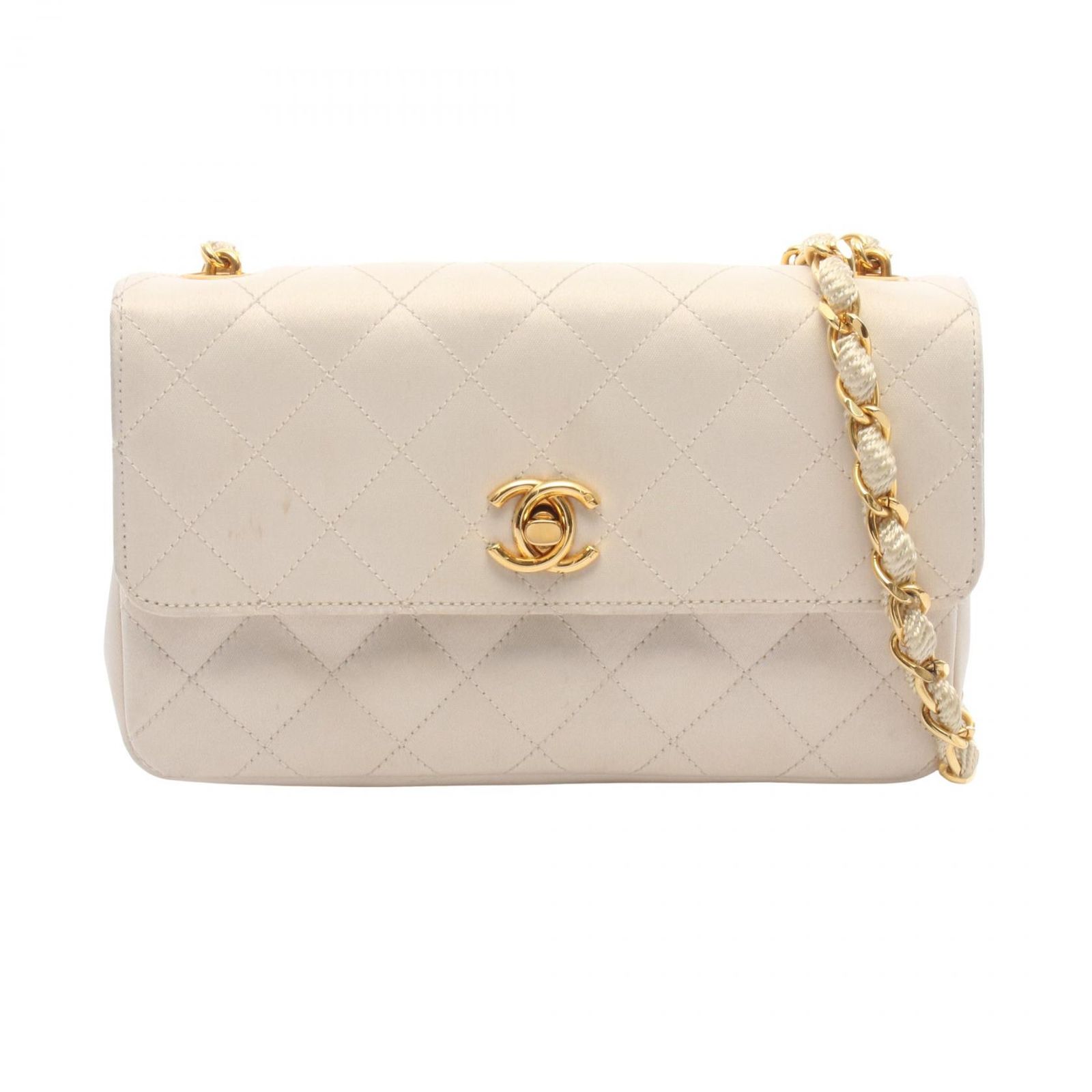シャネル CHANEL ショルダーバッグ ミニマトラッセ オフホイワイト ファブリック ミニマトラッセ チェーンショルダー レディース Used B