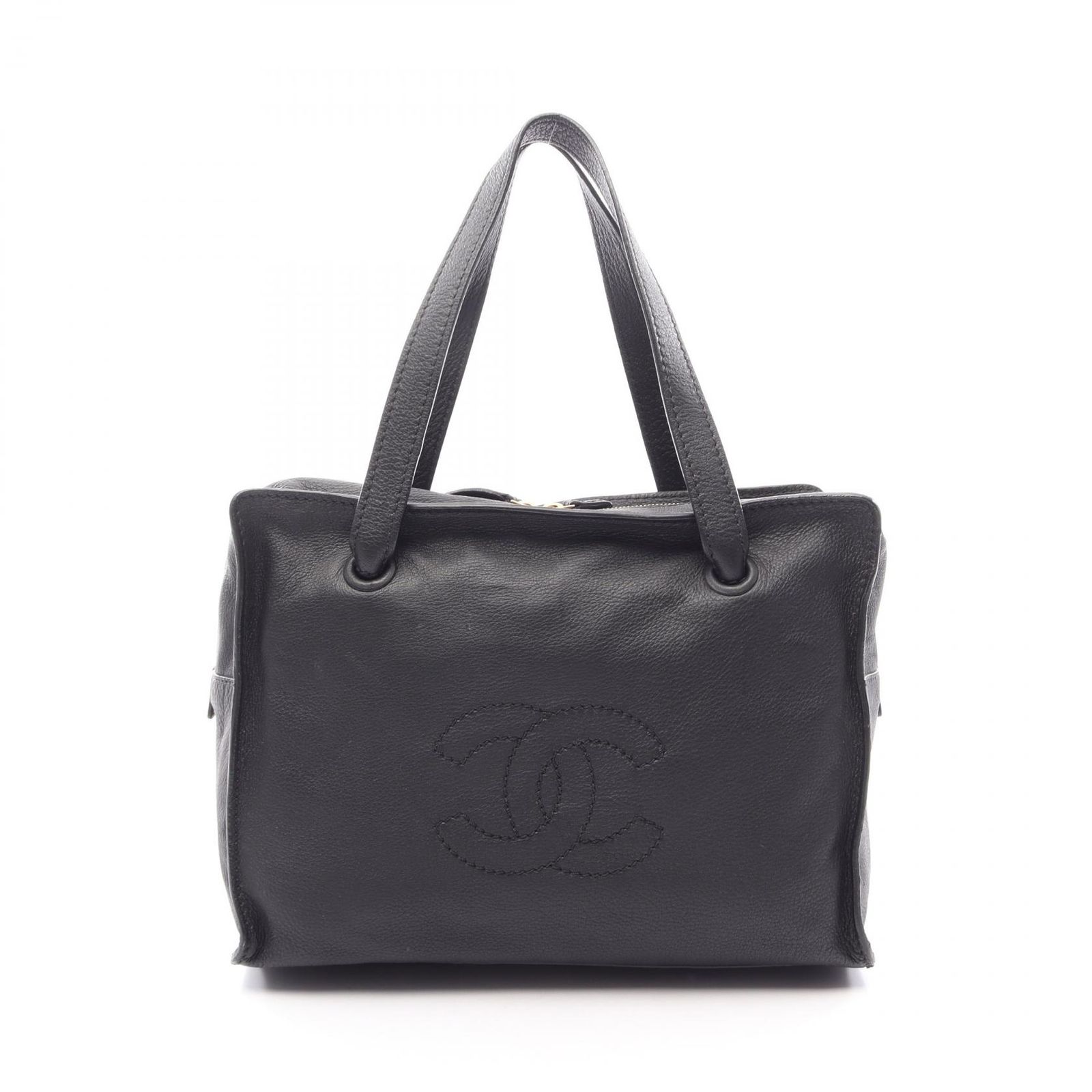シャネル CHANEL トートバッグ ココマーク ブラック レザー ココマーク トートバッグ レディース Used A
