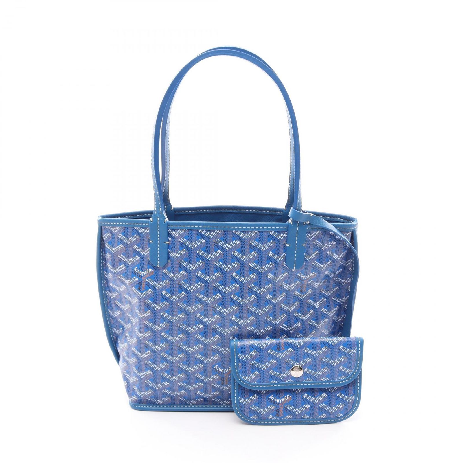 ゴヤール GOYARD トートバッグ サンルイ ジュニア リバーシブル ブルー PVCコーティングキャンバス レザー サンルイ ジュニア レディース 未使用