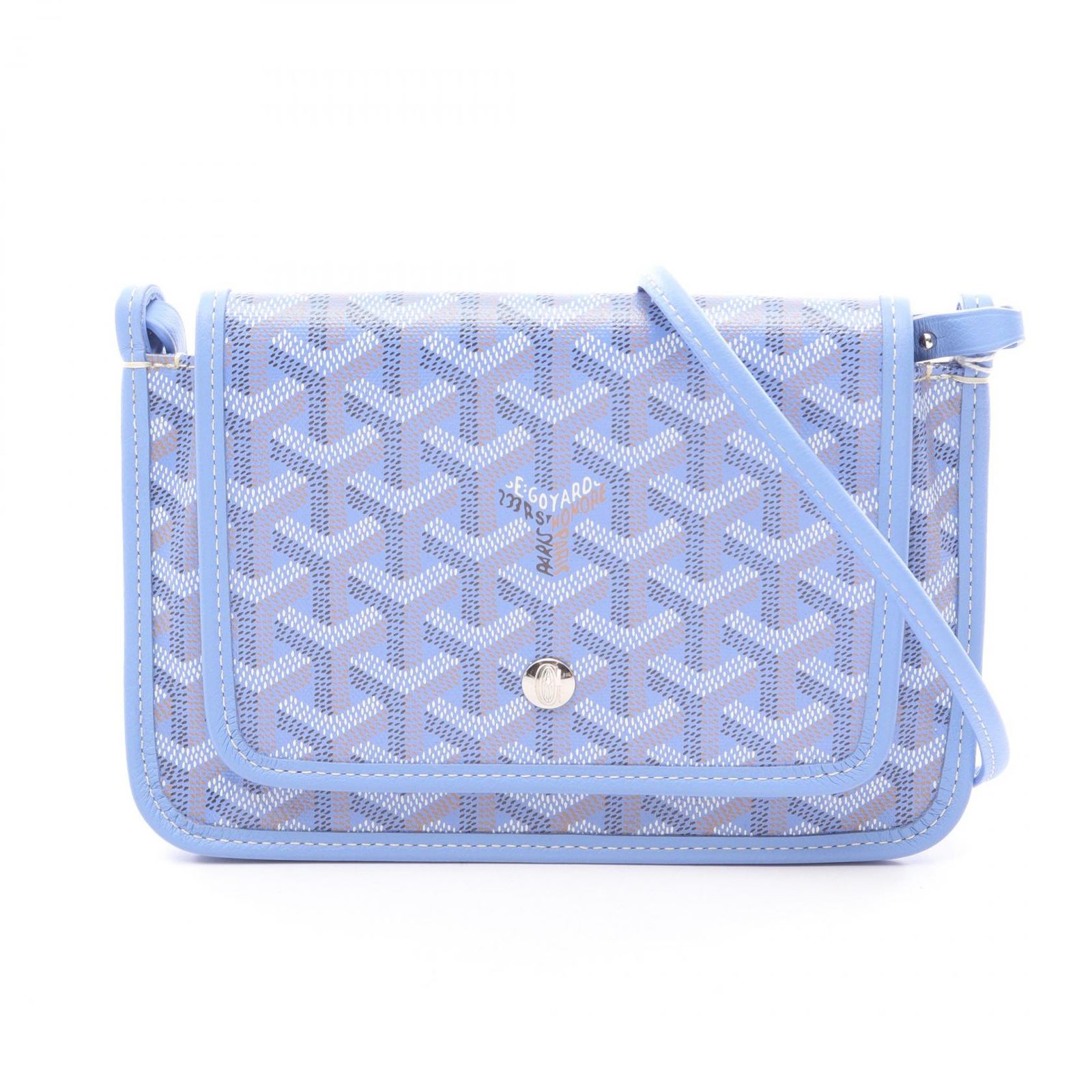 ゴヤール GOYARD ショルダーバッグ プリュメ ポーチウォレット ライトブルー PVCコーティングキャンバス レザー プリュメ ポーチウォレット レディース 未使用