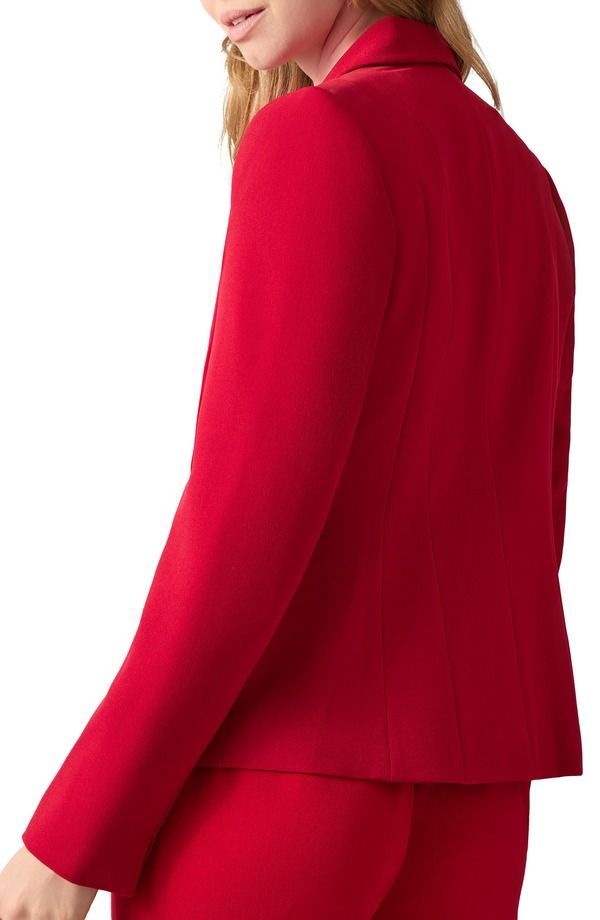 カスパール レディース アウター ジャケット・ブルゾン クレープ ブレザー KASPER Stretch Crepe OneButton Blazer Fired レッド