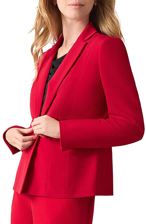 カスパール レディース アウター ジャケット・ブルゾン クレープ ブレザー KASPER Stretch Crepe OneButton Blazer Fired レッド
