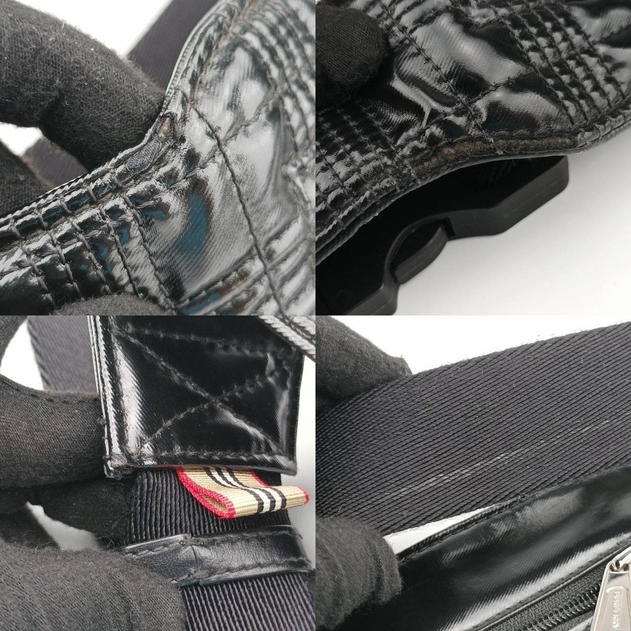 バーバリーBurberryローラ ブラック×ホワイト レザー バーバリーBurberryローラ ブラック×ホワイト レザー