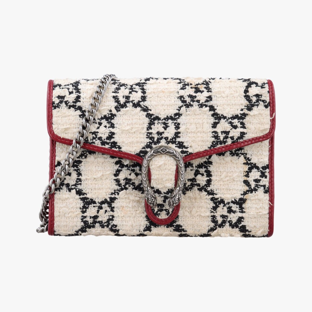 グッチGucciディオニュソス アイボリー × レッド × ブラック ツイード×レザー 401231