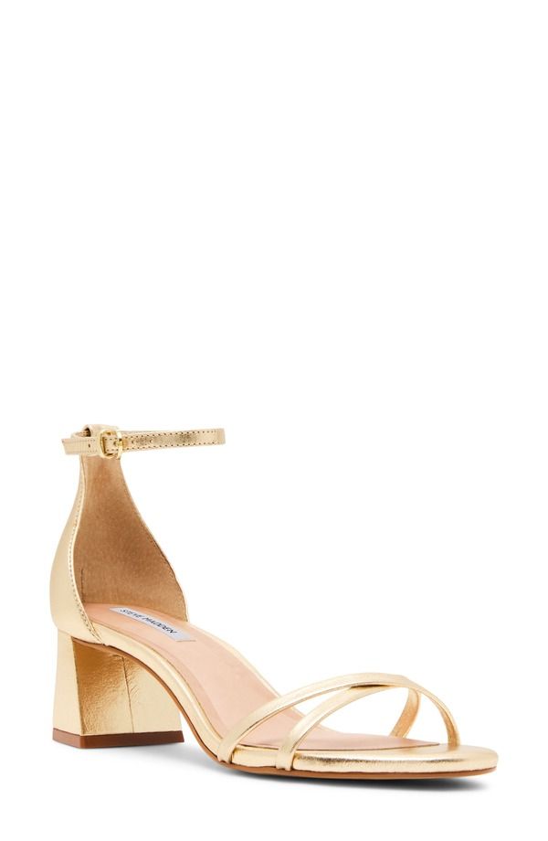 スティーブ マデン レディース シューズ ヒール サンダル アンクル Steve Madden Rae Ankle Strap Sandal Gold Leath ゴールド