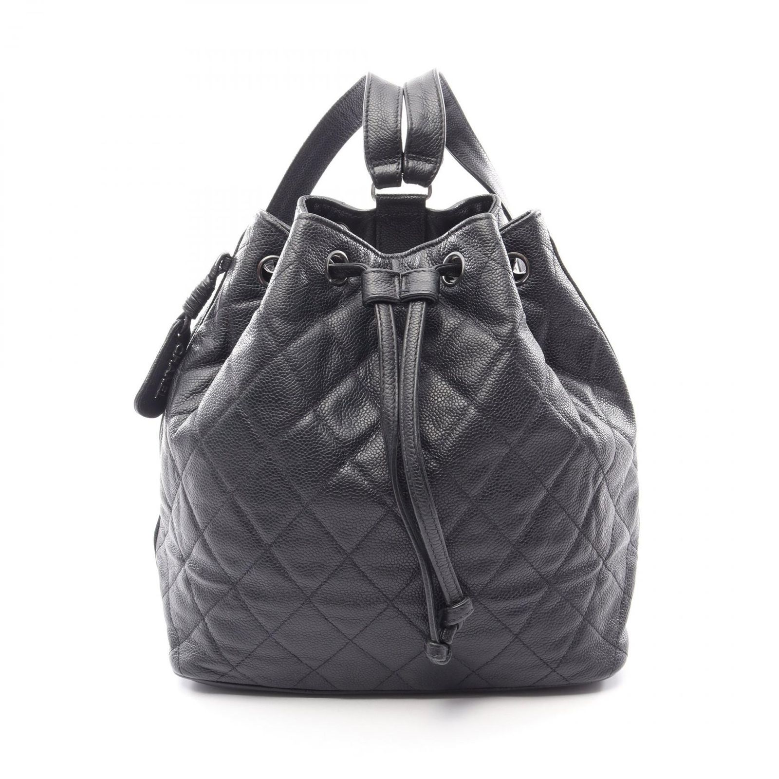シャネル CHANEL リュックサック バックパック マトラッセ ブラック キャビアスキン(グレインドカーフ) マトラッセ 巾着 バックパック レディース Used B