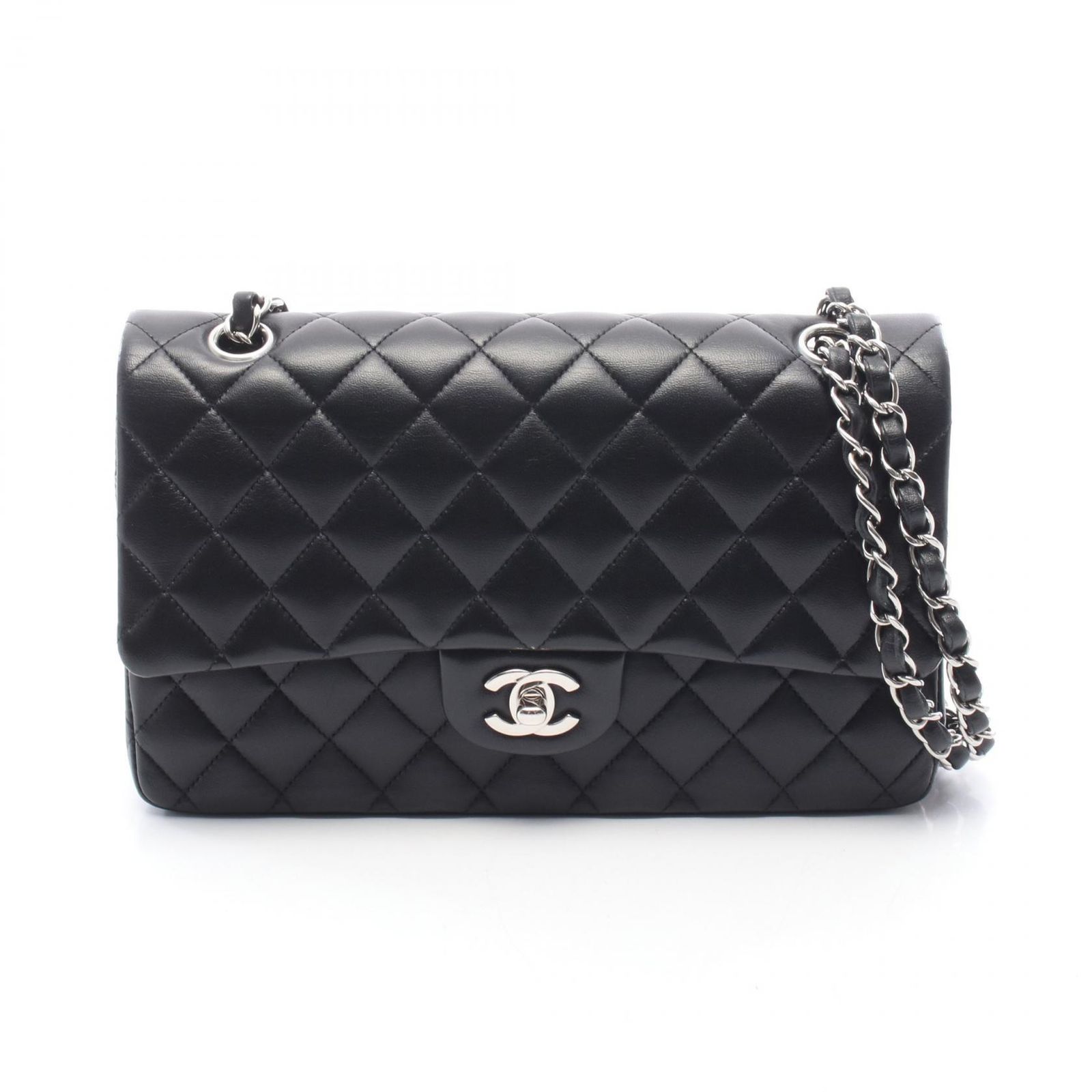シャネル CHANEL ショルダーバッグ マトラッセ Wフラップ ブラック ラムスキン（羊革） マトラッセ ダブルフラップ チェーンショルダー レディース Used A