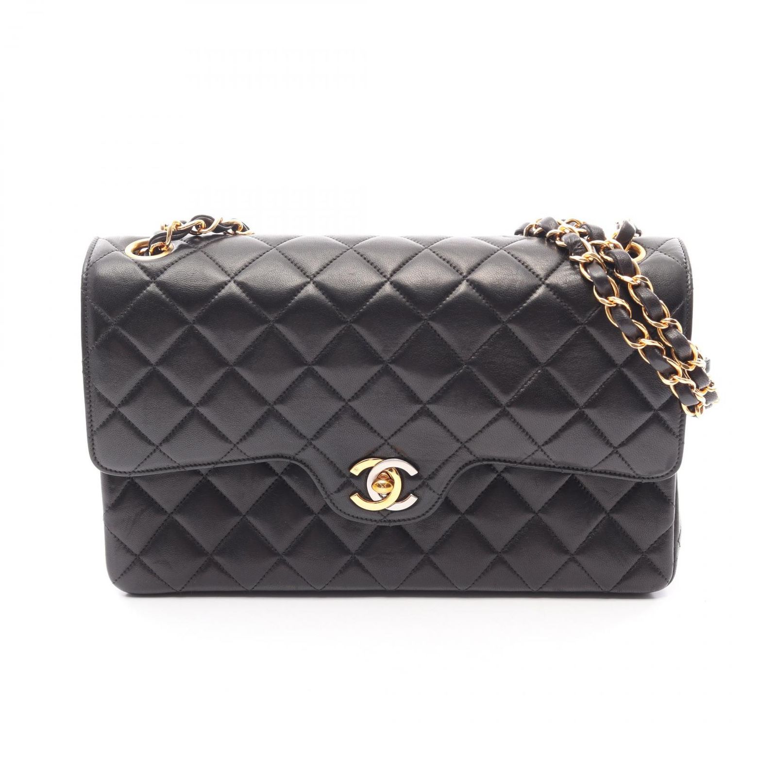 シャネル CHANEL ショルダーバッグ マトラッセ パリ限定 コンビ金具 ブラック ラムスキン（羊革） パリ限定 マトラッセ チェーンショルダー レディース Used A