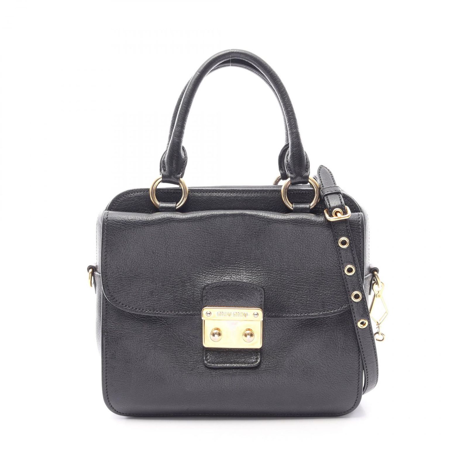ミュウ ミュウ Miu Miu ハンドバッグ 2WAY ブラック レザー 2wayハンドバッグ レディース Used B