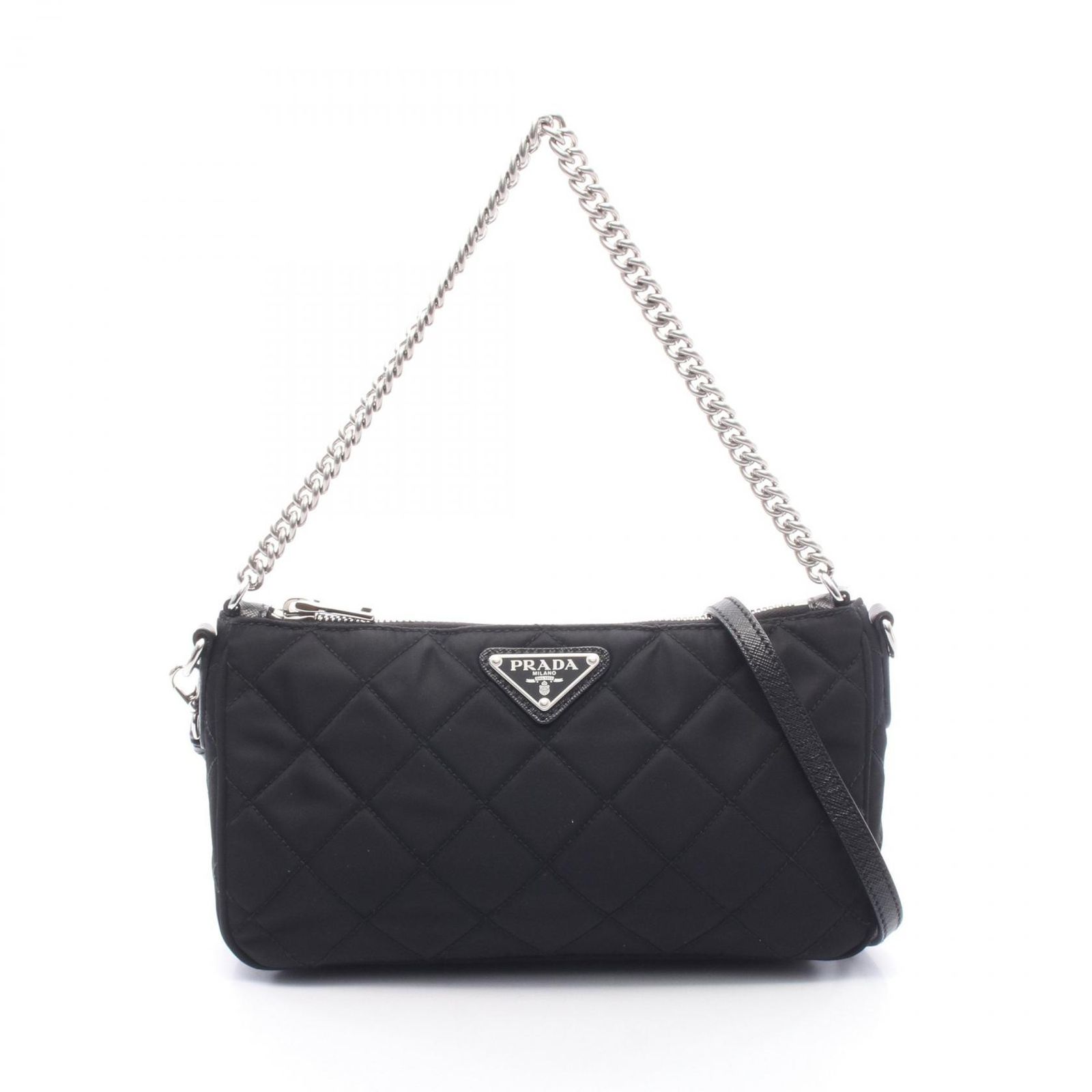 プラダ PRADA ショルダーバッグ キルティング 2WAY 1BH026 ブラック ナイロン レザー トライアングルロゴ キルティング 2wayショルダー レディース Used A