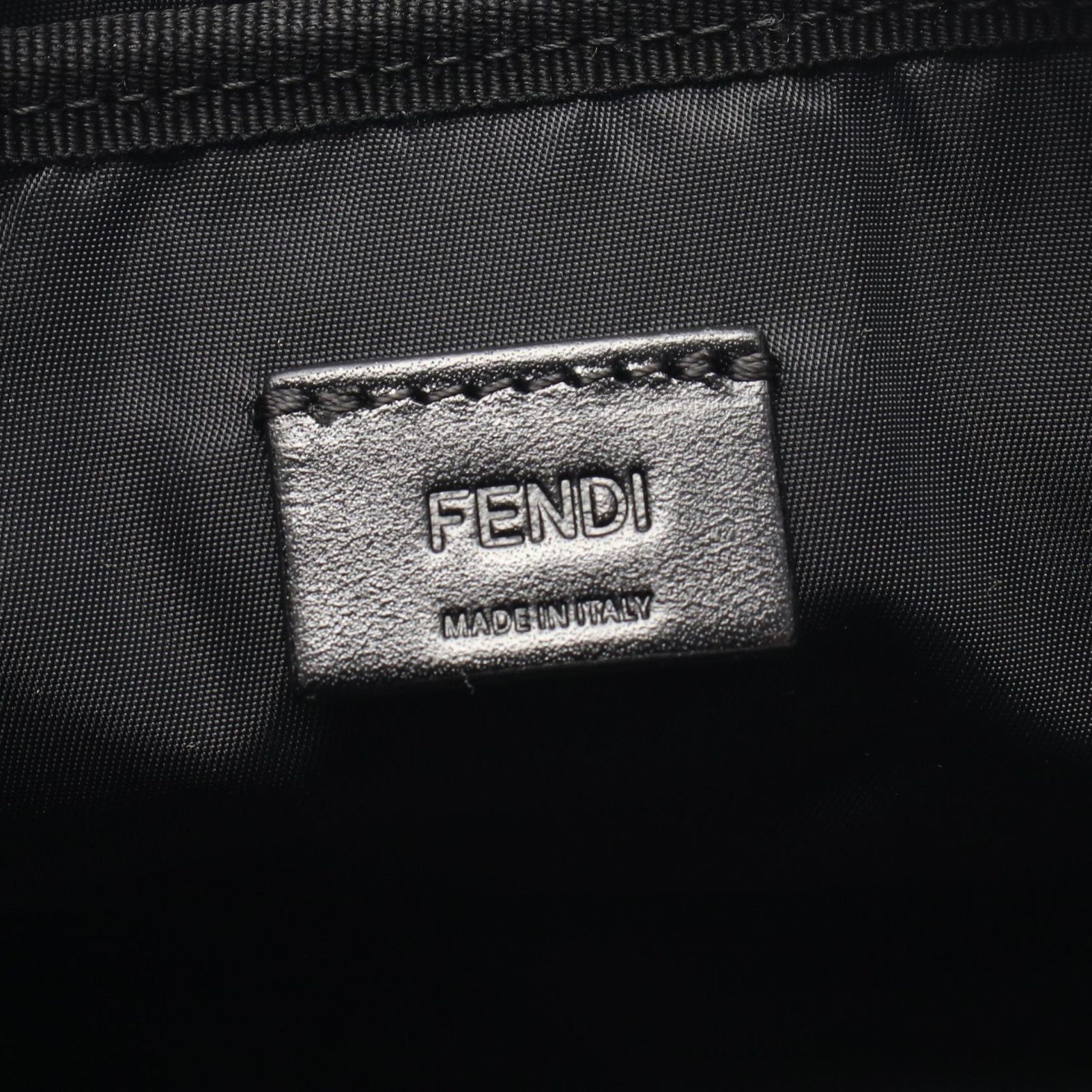 フェンディ FENDI ポーチ FFジャカード スモール 7N0151 ブラック キャンバス レザー スモール ポーチ メンズ Used A