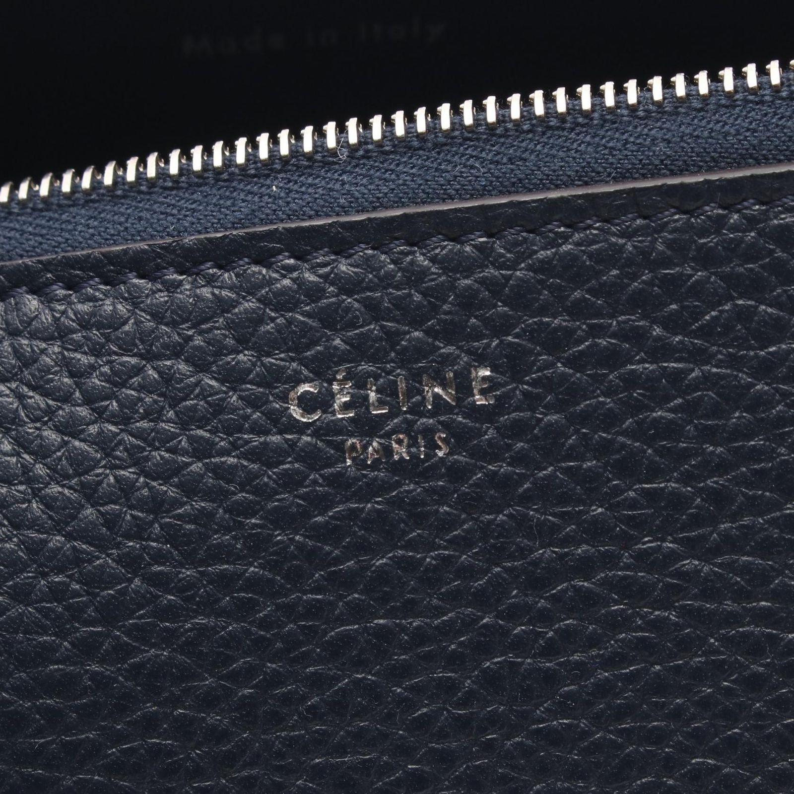 セリーヌ CELINE ポーチ 101533NFL ネイビー レザー ポーチ レディース Used A セリーヌ CELINE ポーチ 101533NFL ネイビー レザー ポーチ レディース Used A