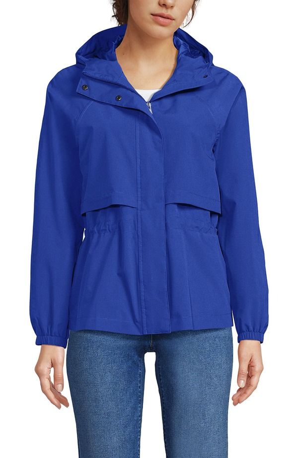 ランズエンド レディース アウター ジャケット・ブルゾン Lands End Squall Packable Rain Jacket Blue Breeze ブルー