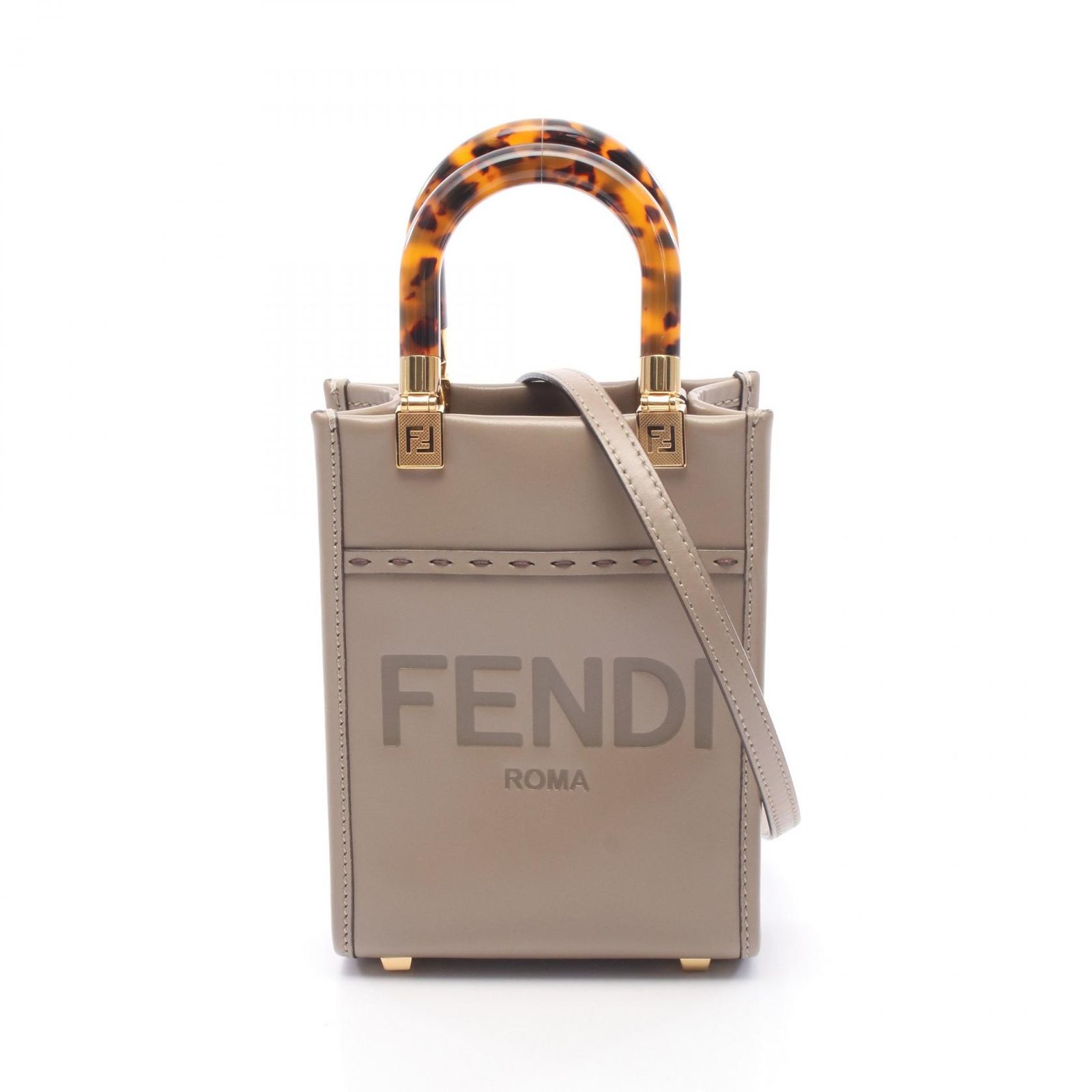 フェンディ FENDI ハンドバッグ サンシャインショッパー ミニ 2WAY 8BS051 グレージュ レザー サンシャイン ショッパー ミニ レディース Used A