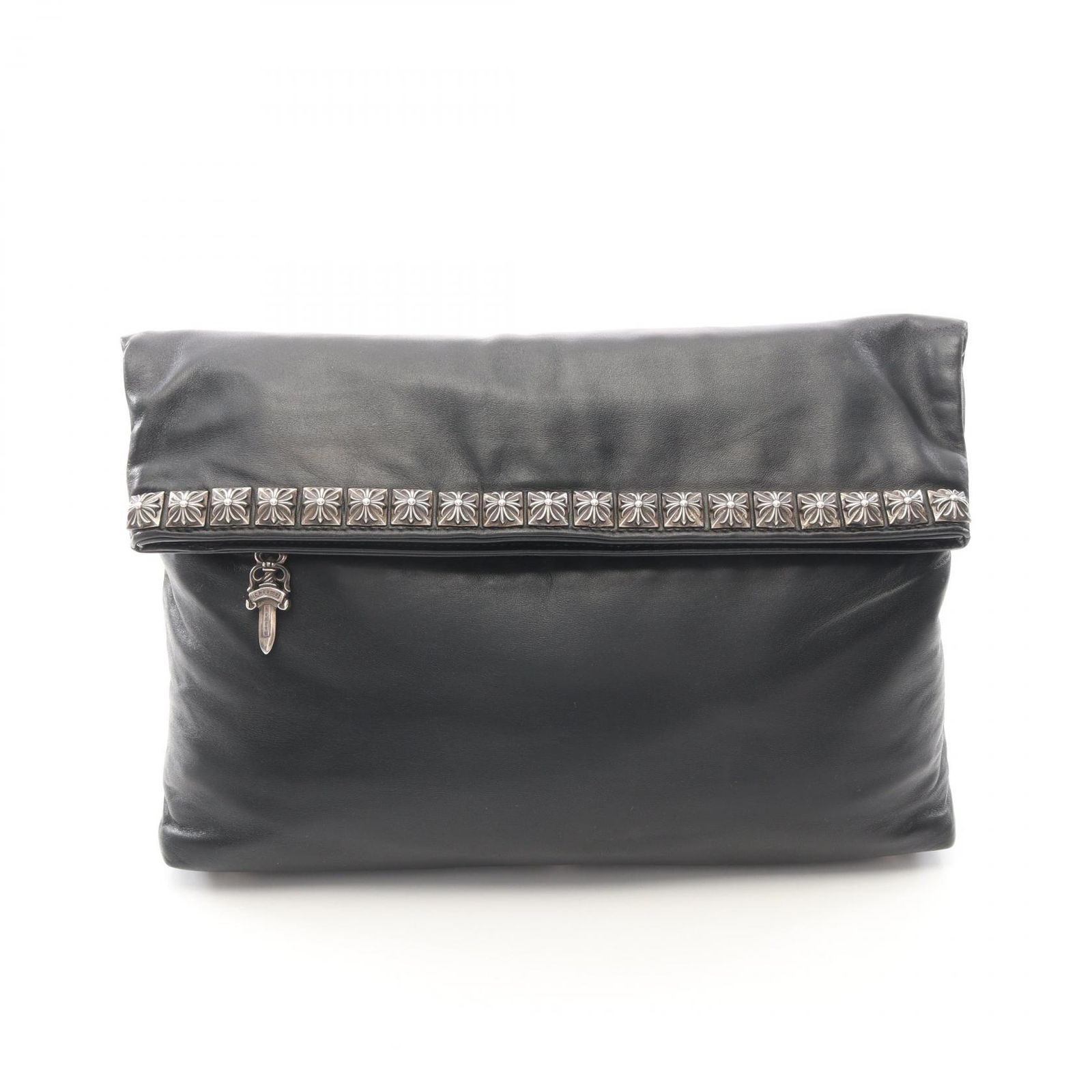 クロムハーツ CHROME HEARTS セカンドバッグ クラッチバッグ ピラミッドスタッズ レザー ピラミッドスタッズ クラッチバッグ メンズ Used B