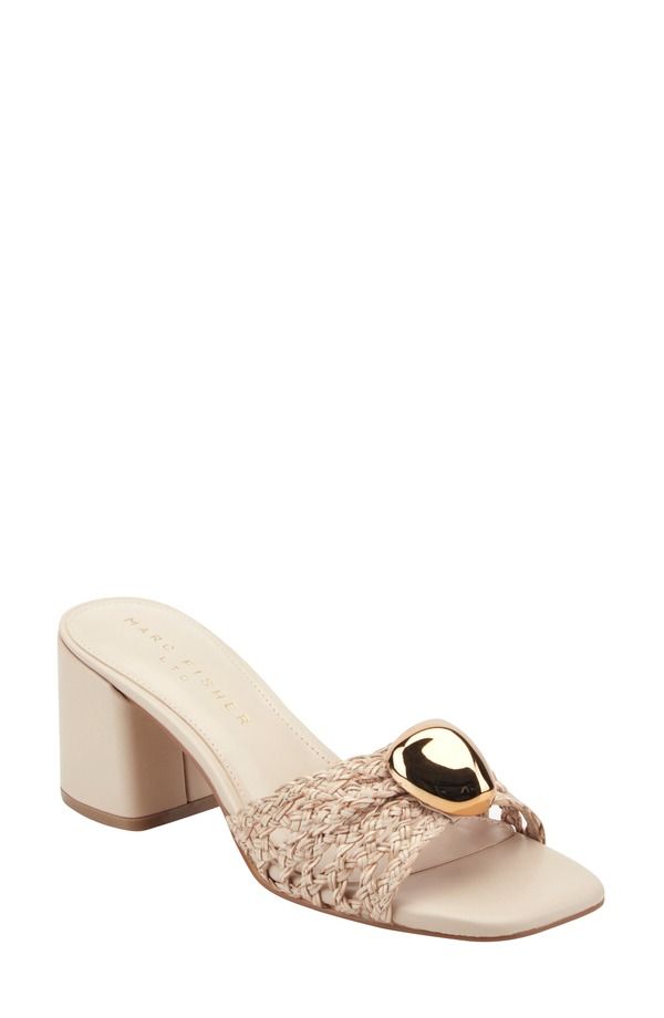 マーク・フィッシャー レディース シューズ ヒール サンダル Marc Fisher LTD Farrel Embellished Square Toe Slide Sandalight Natural