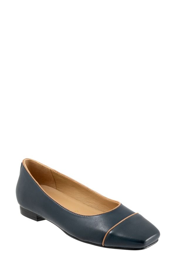 トロッターズ レディース シューズ パンプス キャップ Trotters Harbor Cap Toe Flat Navy Tan ネイビー