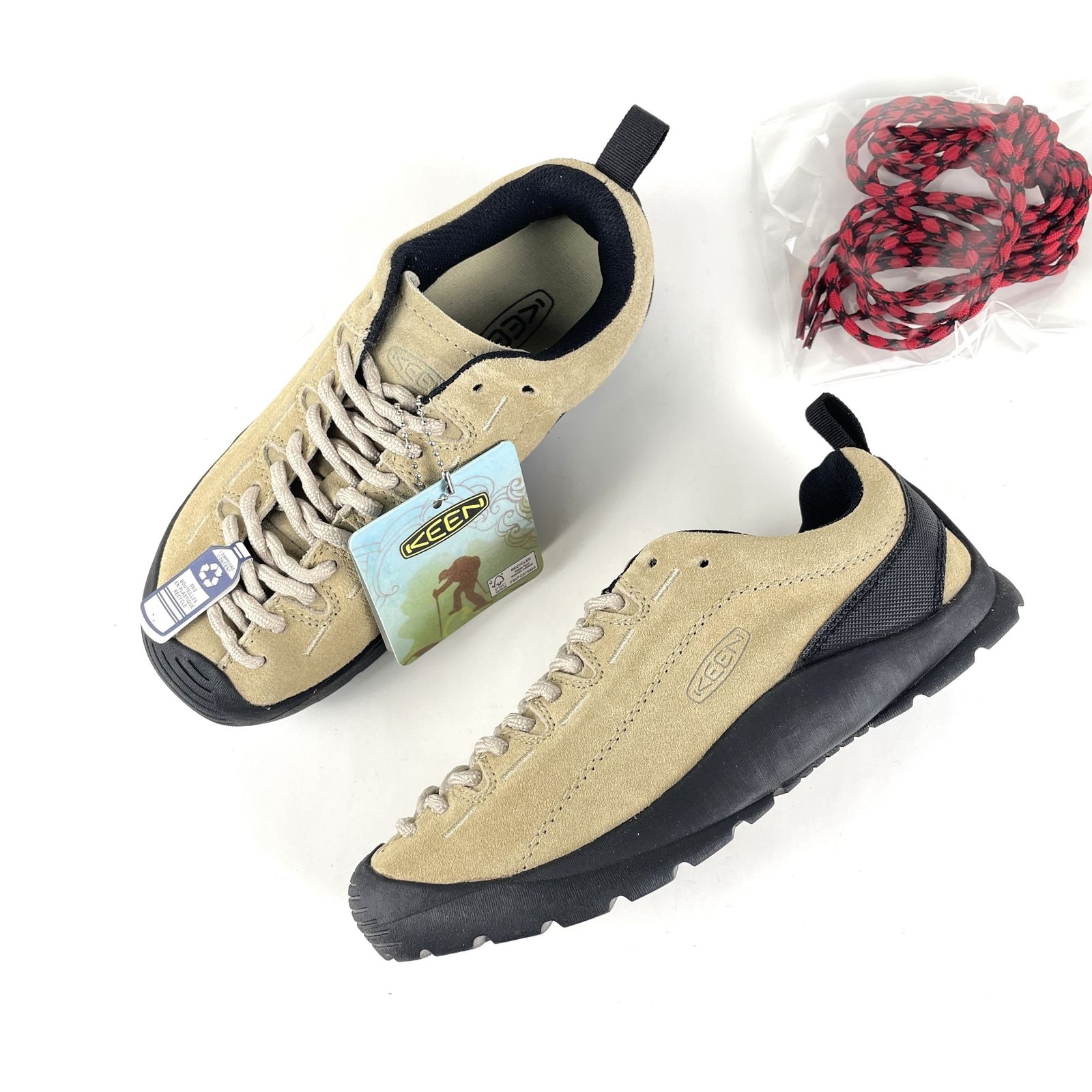 タグ・替えシューレース付　KEEN　キーン　JASPER　ジャスパー　アウトドアスニーカー　スエードレザー　23.5cm　ベージュ