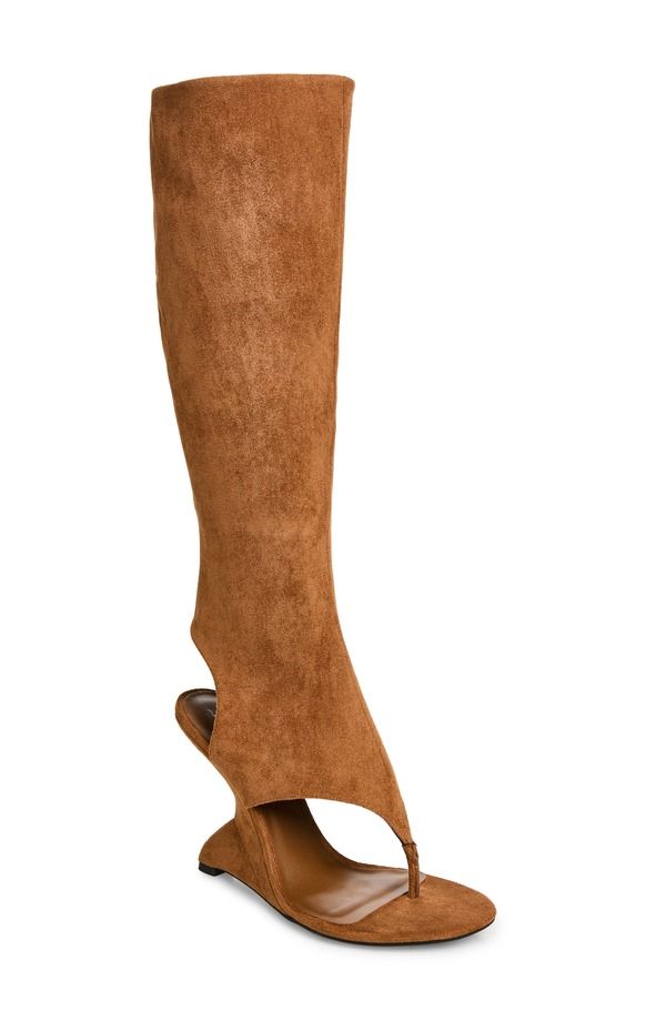 ジェフリー キャンベル レディース シューズ サンダル ブーツ Jeffrey Campbell WhatsUp Knee High Sculpted Wedge Sandal Bootan Suede タン