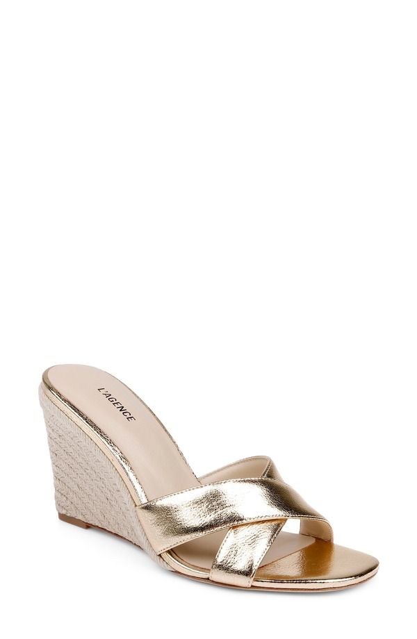 ラジャンス レディース シューズ サンダル LAGENCE Rosalinespadrille Wedge Slide Sandal Gold Crackleather ゴールド