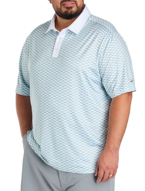 リーボック メンズ トップス ポロシャツ プリントール コントラスト Reebok Big Tall ContrastPlacket Diamond Printed Polo Shirtranquil Teal ティール