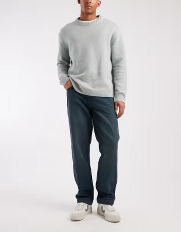 エイソス メンズ ボトムス デニムパンツ ジーンズ ASOS DESIGN straight jeans in overdyed BLUE ブルー