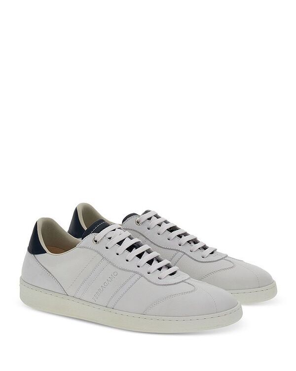 フェラガモ メンズ シューズ スニーカー レース Ferragamo Mens Achille Lace Up Sneakers Optic WhiteMarine Blue ホワイト