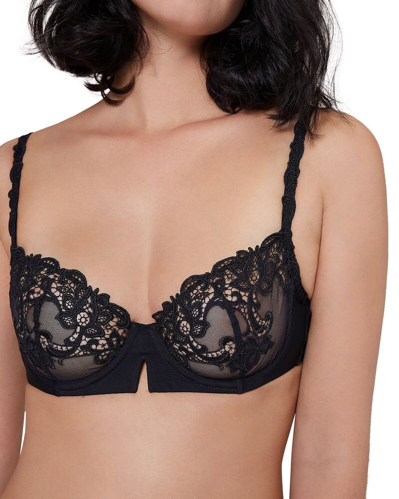 シモーヌペレール レディース アンダーウェア ブラジャー メッシュ レース Simone Perele Simone P r le Saga Lace Mesh Demi Bra BlackBlack ブラック