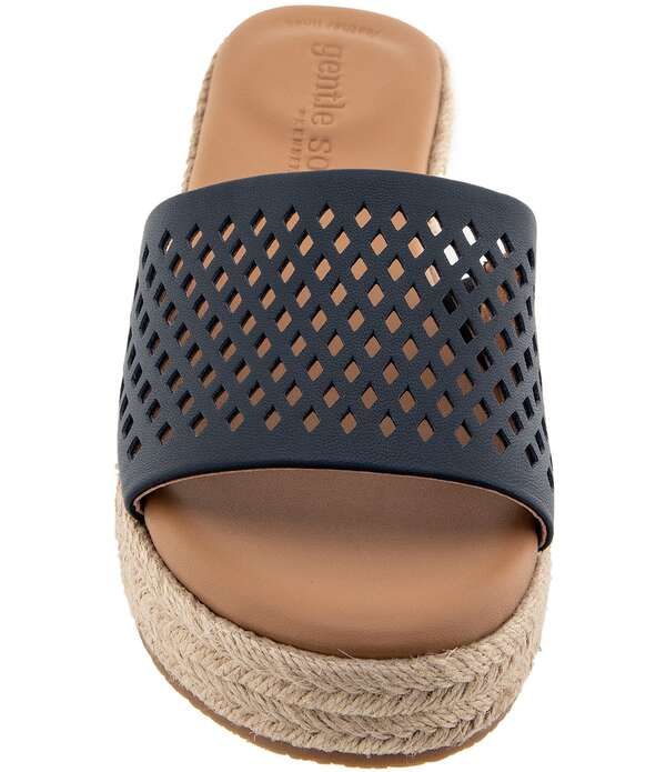 ジェントルソウルズ レディース シューズ サンダル レザー Gentle Souls Vandy Perforated Leather Espadrille Slide Sandals Indigo インディゴ ジェントルソウルズ レディース シューズ サンダル レザー Gentle Souls Vandy Perforated Leather Espadrille Slide Sandals Indigo インディゴ