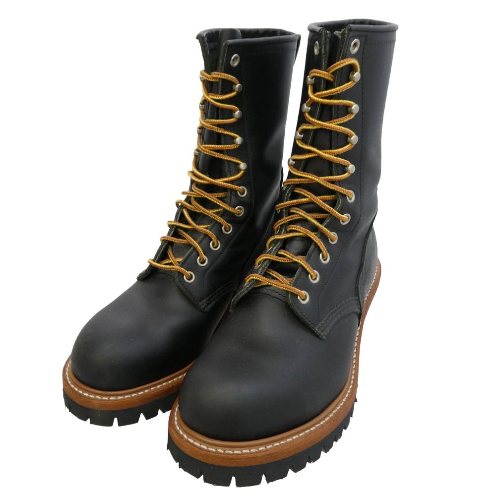 RED WING レッドウィング 8210 USA製 14年製 LOGGER BOOTS ロガーブーツ スチールトゥ レザー レースアップ ブーツ ブラック系 26cm【美品】【中古】